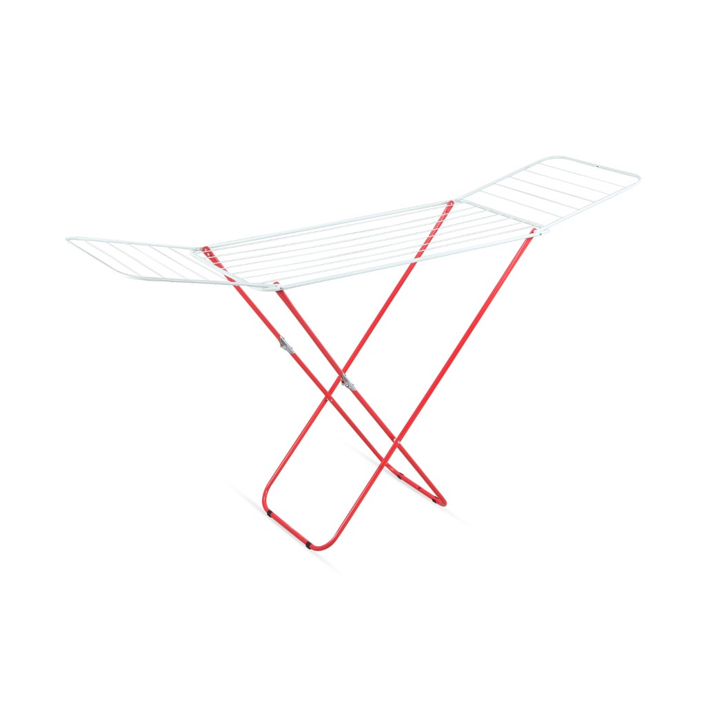 RF12431-WB-1jpg Royalford Cloth Dryer- RF12431/ Large Drying Space, Rustproof Iron Wire and Frame, Foldable, Sturdy, Sleek, Compact and Heavy Storage/ Perfect for Home, Apartments, Hostels, Etc. / White and red - Image 1