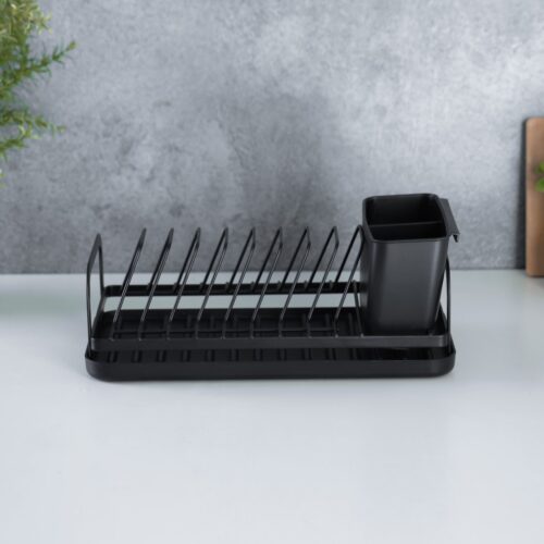 Royalford Dinky Dish Rack- RF12445/ Organizer for Kitchen to Keep Plates and Cutlery, Holds 8 Plate/ Iron Drying Stand with Drain Board, Compact and Stylish Design/ Hassle-Free Finish, for Cabinet Shelf Organizer Countertop/ Black - Image 6