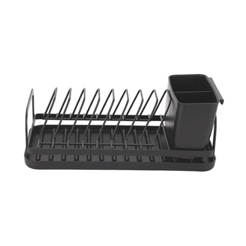 Royalford Dinky Dish Rack- RF12445/ Organizer for Kitchen to Keep Plates and Cutlery, Holds 8 Plate/ Iron Drying Stand with Drain Board, Compact and Stylish Design/ Hassle-Free Finish, for Cabinet Shelf Organizer Countertop/ Black - Image 2