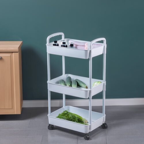 Royalford 3 Tier Storage Cart- RF12462/ Metal Multi-Purpose Cart Trolley with Wheels for Living, Kitchen, Office, Home, Washroom, etc./ for Fruits, Vegetables, Accessories, Toiletries, etc./ Compact Design, Easy to Assemble, Clean and Maintain/ White - Image 5