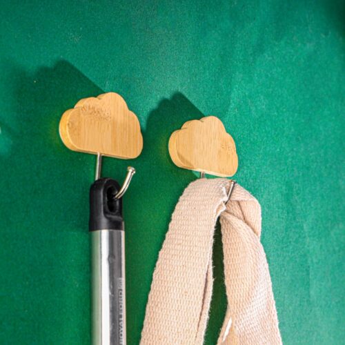 Royalford Cloud-Shaped Bamboo Sticky Hook- RF12493/ Pack of 2, Hooks for Clothes, Hats, Scarves, Kitchen Supplies, etc. for Wooden, Steel, Plastic, Glass, Tile Surfaces/ Multi-Purpose and Easy to Install/ Brown - Image 5