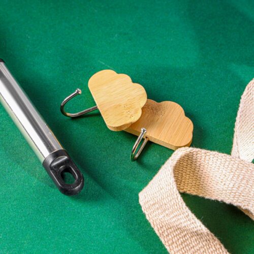 Royalford Cloud-Shaped Bamboo Sticky Hook- RF12493/ Pack of 2, Hooks for Clothes, Hats, Scarves, Kitchen Supplies, etc. for Wooden, Steel, Plastic, Glass, Tile Surfaces/ Multi-Purpose and Easy to Install/ Brown - Image 6