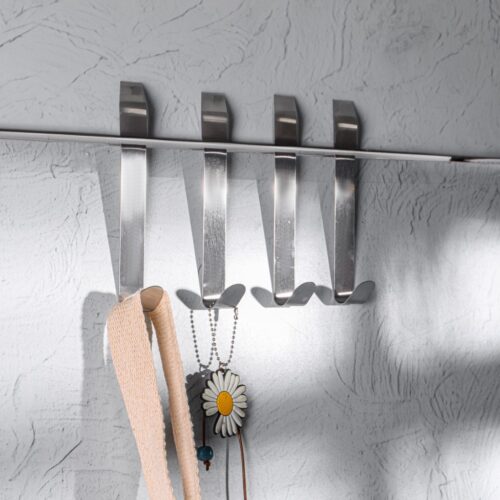 Royalford 4 Piece Cabinet Hook Set- RF12494/ Multi-Purpose Stainless Steel Hooks for Hanging Jewelry, Bags, Towels, Accessories, etc./ No Drilling Required and Easy to Use/ Innovative, Trendy and Anti-Skid/ Sturdy and has High Tensile Strength/ Silver - Image 6