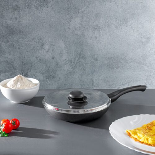 Royalford 20 cm Aluminum Nonstick Frypan with Stainless Steel Lid- RF12518/ Strong Body with 3 Layer Coating and Heat Resistant Bakelite Handle/ Not Compatible with Induction Stovetops/ Perfect for Frying, Sauting, Tempering/ Red - Image 5