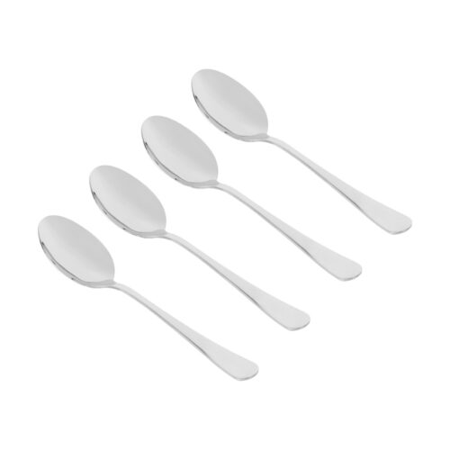 Royalford 4-piece Table Spoon- RF12542/ 20.5 cm, Stylish, Light-Weight and 100% Food-Grade/ Stainless Steel Construction, for Preparing and Serving Food, Suitable for Dining Table, Home and Restaurant, Dishwasher-Safe/ Silver