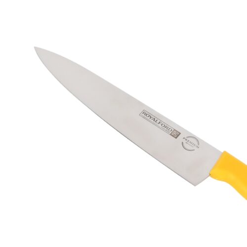 Royalford 10″ Chef Knife- RF12557/ with Ultra-Sharp Stainless Steel Blades and Rust-Proof Body, PP Handle/ 100% Food-Grade, Suitable for Dining Table, Home and Restaurant/ Perfect for Cutting Meat, Dicing Vegetables, Slicing Herbs, Chopping Nuts, etc./ Silver and Yellow - Image 2