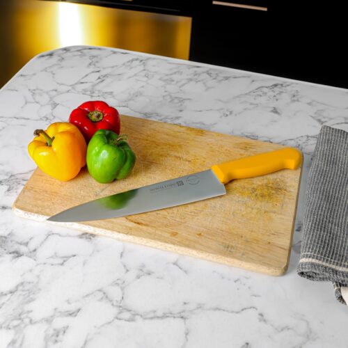 Royalford 10″ Chef Knife- RF12557/ with Ultra-Sharp Stainless Steel Blades and Rust-Proof Body, PP Handle/ 100% Food-Grade, Suitable for Dining Table, Home and Restaurant/ Perfect for Cutting Meat, Dicing Vegetables, Slicing Herbs, Chopping Nuts, etc./ Silver and Yellow - Image 3
