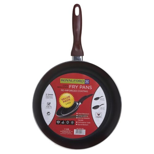 Royalford RF1754-FPSET 2Pcs Aluminium Fry Pan 28 & 22 Cm – Non-Stick Coating with Ergonomic Handle | Dishwasher Safe | 2.5mm Thick Induction Base | Ideal for Frying, Sauting, Stir-Frying - Image 2