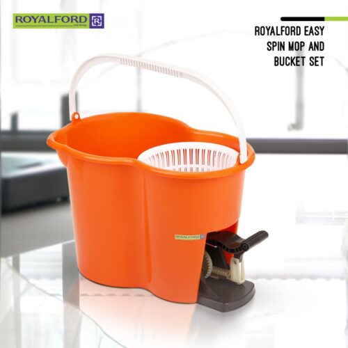 Royalford RF4238 Spin Easy Mop with Bucket Adjustable Handle | 360 Spinning Mop | Press Pedal & Dispenser Separates Clean and Dirty Water | Ideal for Marble, Tile, Wooden Floors & More - Image 3