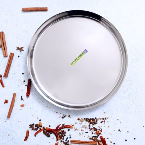 Royalford RF5339 14-inch Stainless Steel Thali Plate – Round Quarter Plate | Dishwasher Safe | Thali for Multi-Purpose | Ideal for Home, Hostel. Hotel & Restaurants - Image 3