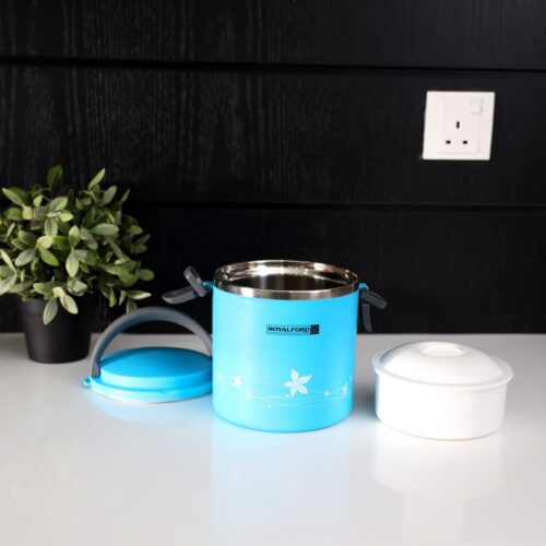 Royalford 1.80L 2-in-1 Lunch Box with Stainless Steel Inner | Portable Stainless Steel Stackable Compartment Lunch/Snack Box, 2-Tier Bento /Food Container, Leak-proof | Microwave & Dishwasher | Ideal for Office Trekking & More - Image 3