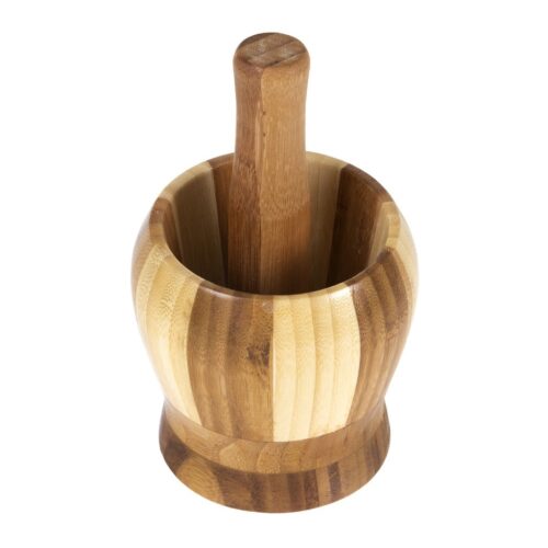 Royalford RF6108 Bamboo Grinding Bowl | Pestle & Mortar Set | Premium Bamboo | 16cm (6.3 Inch ) Diameter | Ideal for Herbs, Spices, Ginger, Garlic Grinder & Crusher | Natural Pestle & Mortar Set | Durable, Long-Lasting & Easy Cleaning - Image 3