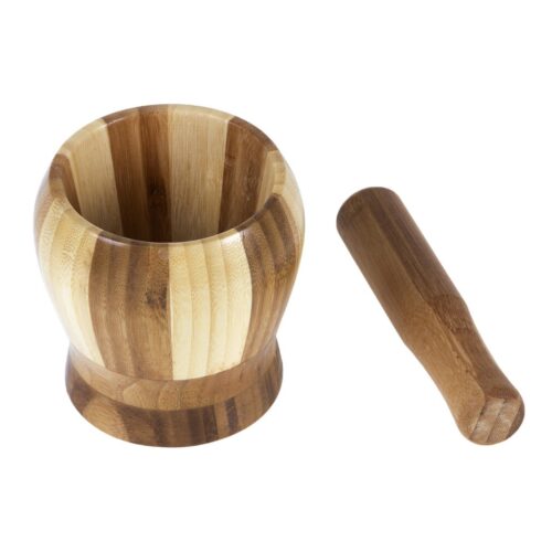 Royalford RF6108 Bamboo Grinding Bowl | Pestle & Mortar Set | Premium Bamboo | 16cm (6.3 Inch ) Diameter | Ideal for Herbs, Spices, Ginger, Garlic Grinder & Crusher | Natural Pestle & Mortar Set | Durable, Long-Lasting & Easy Cleaning - Image 2