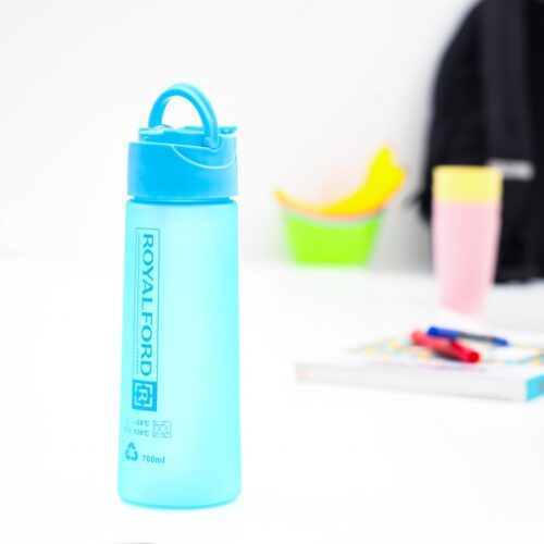 Royalford RF7578 700ml Water Bottle – Reusable Water Bottle Wide Mouth with Hanging Clip | Button Lock Lid with Transparent Body | Perfect while Travelling, Camping, Trekking & More - Image 3
