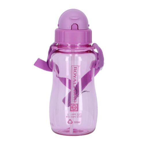 Royalford RF7581PP 500 ml Water Bottle – Kids Water Bottle, Toddler Water Bottle with Bendy Straw | Portable with Hanging Loop| Flip-Top Spill-Free Baby Sippy | Ideal School, Outings, Functions & More