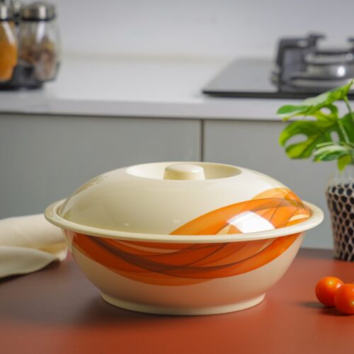 Royalford 10″ Melamine Ware Super Rays Bowl with Lid – Portable, Lightweight Bowl Breakfast Cereal Dessert Serving Bowl | Ideal for Rice, Pasta, Deserts, Icecream & More| Brown - Image 3