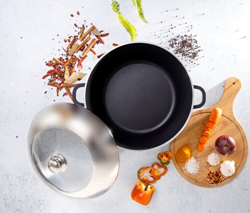 Royalford Die-cast Aluminium 36 cm Casserole with Glass Lid – Saucepan with Durable Non-Stick Coating – Stock Pot with Glass Lid & Heat-Resistant Handles – Cookware Casserole Pan - Image 5