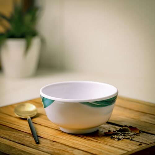 Royalford RF8700 3.5″ Super Rays Melamine Small Bowl| Portable, Lightweight Bowl Breakfast Cereal Dessert Serving Bowl | Dishwasher & Microwave Safe | Ideal for Rice, Pasta, Deserts, Icecream & More| White and Green - Image 4