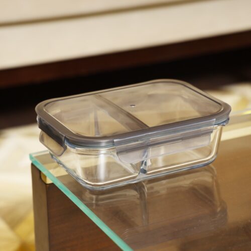 Royalford RF8816 1000ml Glass Meal Prep Container | Reusable, Airtight Food Storage Box with 2 Compartments| Microwavable, Freezer, Oven & Dishwasher Safe| Use for Storage Food Container Bento Lunch Box - Image 3