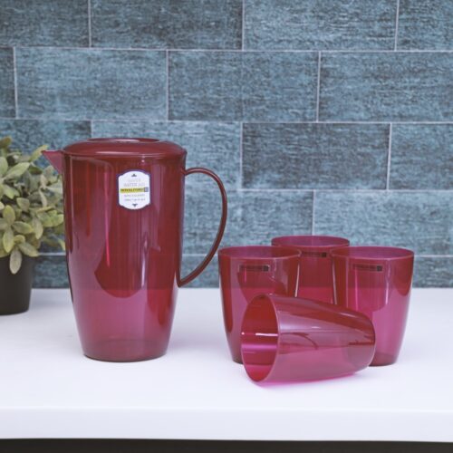 Royalford 2-Litre Wafer Water Jug with 4 Glasses – Portable Multi-Purpose Colourful Jug with Lid for Water Picnic Juice, Durable Plastic, Spill-Proof Lid | Household, club, pub, bar, coffee shop, restaurant & More (Purple) - Image 4