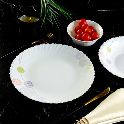Royalford 34Pcs Opal Ware Dinner Set – Floral Design Plates, Bowls, Spoons | Comfortable Handling | Perfect for family everyday use, & family get- together, restaurant, banquet & More (Red & Green) - Image 6