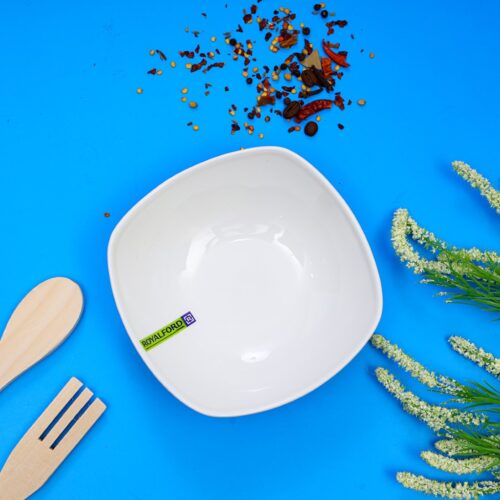 Royalford RF9256 6.5-inch Magnesia Square Bowl – Portable, Lightweight Breakfast Cereal Dessert Serving Bowl | Highly Durable Porcelain Material | Ideal for Rice, Pasta, Deserts & More (White) - Image 5