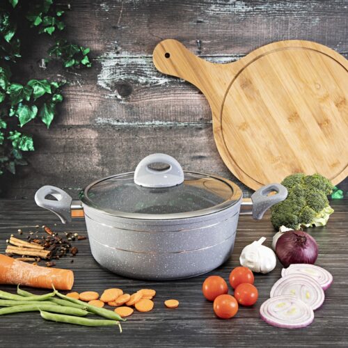 Royalford 24cm Die-Cast Aluminium Casserole with Glass Lid – Durable Marble Coating, High-Quality Aluminium Construction | Non-Stick Dish for Gas, Induction & Ceramic Hobs - Image 5