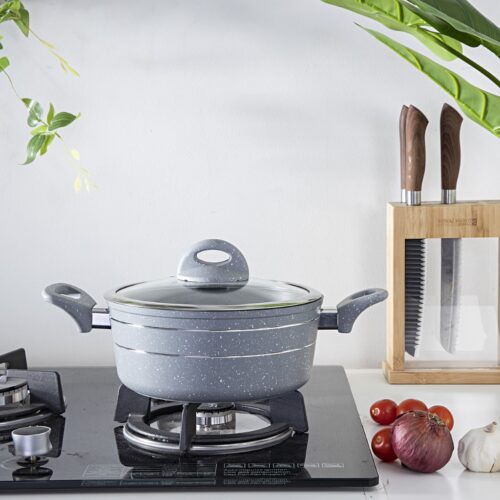 Royalford 24cm Die-Cast Aluminium Casserole with Glass Lid – Durable Marble Coating, High-Quality Aluminium Construction | Non-Stick Dish for Gas, Induction & Ceramic Hobs - Image 6