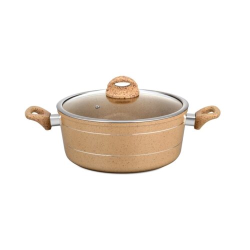 Royalford 24cm Die-Cast Aluminium Casserole with Glass Lid – Durable Marble Coating, High-Quality Aluminium Construction | Non-Stick Dish for Gas, Induction & Ceramic Hobs - Image 2