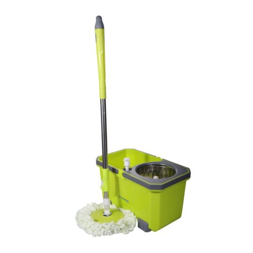 Royalford RF9595 Emphatic 360 Spin Easy Mop and Bucket Set | Modern Spin 360 Degree Spinning Mop Bucket Home Cleaner| Extended Easy Press Stainless Steel Handle and Easy Wring Dryer Basket for Home Kitchen Floor Cleaning