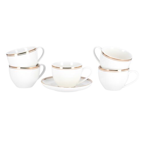 Royalford 12 Pcs New Bone Cups with Saucer Set | 8.8*7 Cm | Made up of High-Quality Material for Regular Use Heat Resistant | Dishwasher Safe | Ideal for Tea, Coffee, Latte, Cappuccino or Espresso (200 Ml) - Image 2