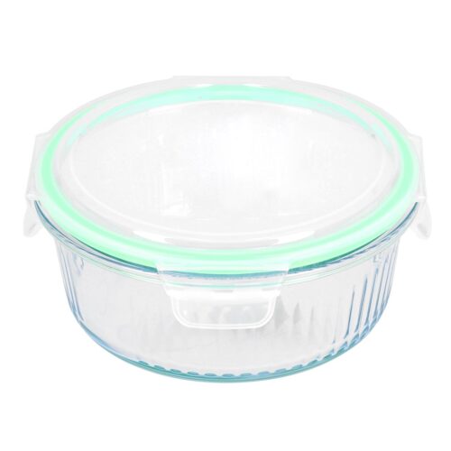 Royalford RF9823 950 ML Airtight Glass Container – Portable Glass Round Container Airtight Food Storage Container with Leak Proof Locking Lids, Freezer to Oven Safe | Microwave, Freezer and Dishwasher Safe