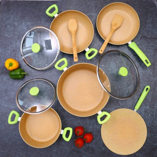 Royalford RF9838 – Non-Stick Forged Aluminium Cookware Set – 10 pcs – 3 Layer Granite Coating Saucepan with lid, Fry Pan, Casseroles with Lids | Cool Handles | Evenly Heating Base | Compatible with Multiple Hobs - Image 4