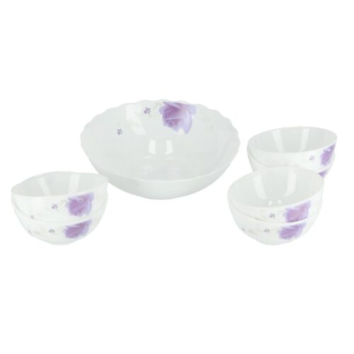 Royalford RF9858 7Pcs Premium Opalware Bowl Set, Lightweight | 1 Pcs 8 Inch Soup Bowl & 6 Pcs 4.5 Inch