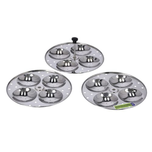 Royalford Stainless Steel Idly Stand- RF9876| Multi-Sectional Design with 3 Racks and Makes 12 Idlis, Mini Hole Mechanism for Soft and Perfect Idlis| Premium-Quality, Food-Grade, Healthy and Hygienic| Durable Construction with Balanced Heat Flow| Silver - Image 3