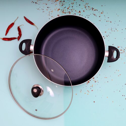 Royalford 36 Cm Aluminium Casserole with Glass Lid- Portable Durable with Ergonomic Handle & 3 Layer Non-Stick Coating | Compatible with Gas, Induction & Hot Plate, & Halogen - Image 4