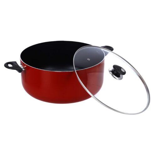 Royalford 36 Cm Aluminium Casserole with Glass Lid- Portable Durable with Ergonomic Handle & 3 Layer Non-Stick Coating | Compatible with Gas, Induction & Hot Plate, & Halogen