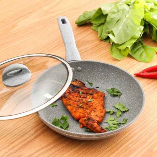 Royalford 28cm Smart Granite Series Fry Pan with Lid, RF9954 – 5 Layer Granite Non-Stick Coating Pan | Multiple Hob Compatibility | Heat-Resistant Handle with Hanging Loop | Ideal Frying, Cooking, Sauteing & More - Image 5