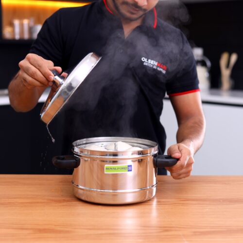 Royalford Stainless Steel Idly Cooker 4L – 4 Racks 16 Idlis, Induction Compatible & Dishwasher Safe, Food Grade Material | Heat Resistant Handle & Steam Vent | Ideal Idli, Idiyappam, Leaves & noodles - Image 2