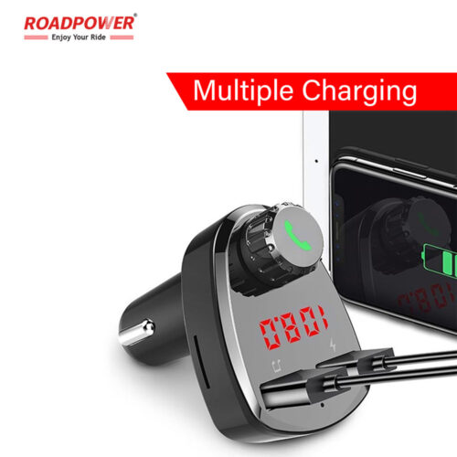 ROADPOWER Bluetooth FM Transmitter with LED Display FM Radio Adapter Music Player Car Kit with Hands-Free Calling With Mobile Charger - Image 3