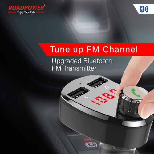 ROADPOWER Bluetooth FM Transmitter with LED Display FM Radio Adapter Music Player Car Kit with Hands-Free Calling With Mobile Charger - Image 5