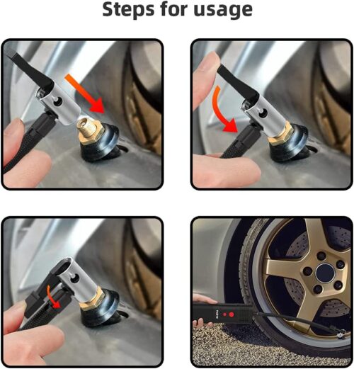 Tire Inflator Portable Air Compressor for Car, 12V DC and 2000 * 3 mAh Bike Tire Pump with Digital Pressure Gauge - Image 6