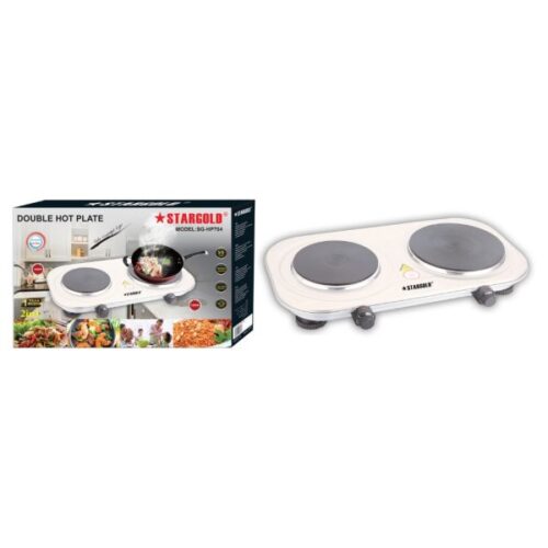 STARGOLD 1500W Large & 1000W Small Hot Plate With Stainless Steel 2-Plate Electric Mini Hob Variable Rotary Heat Controls Cast Iron Components Non-Slip Feet SG-HP704 - Image 2