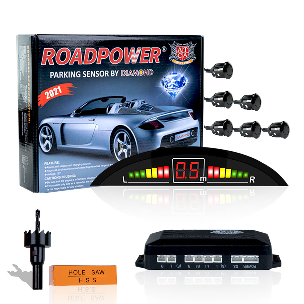 car-back-parking-sensor-8jpg ROADPOWER Car 6 Parking Sensors Distance Detection + LED Distance Display + Sound Warning - Image 1