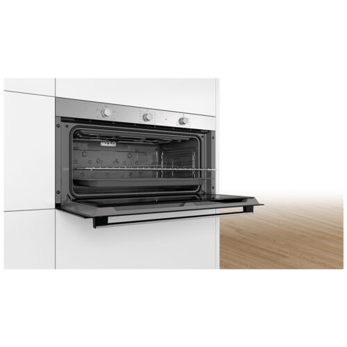 Bosch Series 2 Built In oven, 90x48 cm Size, 85 Liter Capacity, Full Glass Inner Door with Extra Large Capacity Oven with Grey Enamel, VBC011BR0M, Stainless Steel, 1 Year Manufacturer Warranty
