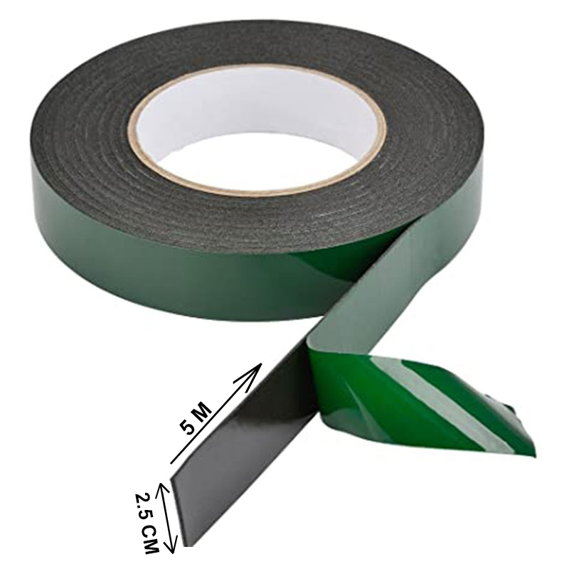 green-2-x-5-2jpg Double-Sided Foam Tape, Black 2.50Cm X 5M - Image 1
