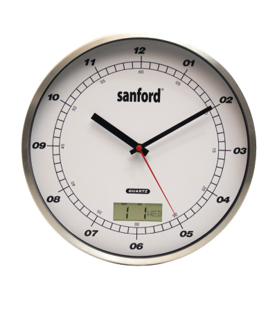 sf051wcjpg Sanford High Quality Molded Plastic Battery operated Analog and Digital wall clock - SF051WC - Image 1
