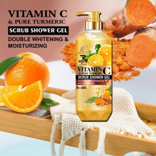 ROUSHUN 7 DAYS WHITENING SCRUB SHOWER GEL VITAMIN C+TURMERIC - Image 2