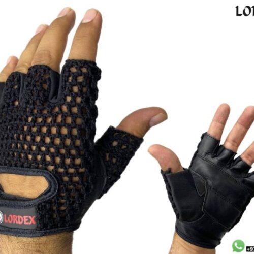 Lordex Leather Net Driving Weight Training Cycling Wheelchair Fitness Gloves
