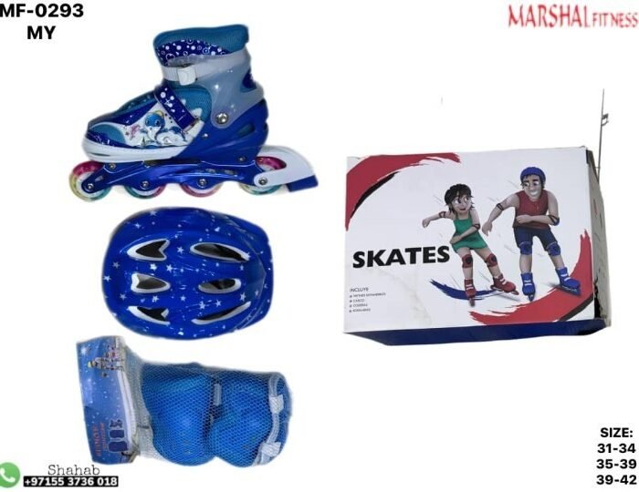 Lordex Children's Adjustable Inline Skates Roller with Flashing Light Up Wheel for Beginners Rollerblades (With Protective Gear)